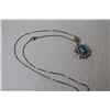 Image 2 : Silver Pendant With Blue Stone and Cubic Zirconia With Chain