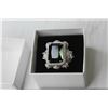 Image 2 : Silver Green Coloured Stone Fashion Ring - Size 7