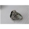 Image 3 : Silver Green Coloured Stone Fashion Ring - Size 7