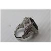 Image 4 : Silver Green Coloured Stone Fashion Ring - Size 7