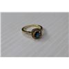 Image 3 : Gold Plated Sterling Silver Ring With Blue Coloured Stone - Size 7.5