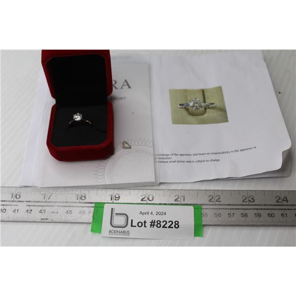 Sterling Silver GRA Certified Moissanite (1c) Ring - Size 7