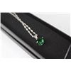 Image 2 : Sterling Silver Green Rhinestone Pendant With Chain 18"