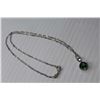 Image 3 : Sterling Silver Green Rhinestone Pendant With Chain 18"