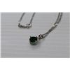 Image 4 : Sterling Silver Green Rhinestone Pendant With Chain 18"