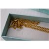 Image 3 : Gold tone Chain With Turquoise Pendant 20"