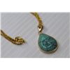 Image 4 : Gold tone Chain With Turquoise Pendant 20"