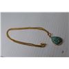 Image 5 : Gold tone Chain With Turquoise Pendant 20"