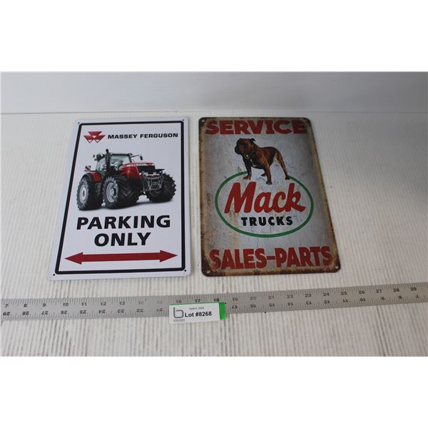 (2) Metal Advertising Signs - Massey Ferguson & Mack Trucks