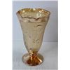 Image 2 : Iris & Herringbone Amber Glass Vase - 9" High, 5" Across