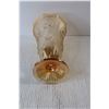 Image 4 : Iris & Herringbone Amber Glass Vase - 9" High, 5" Across