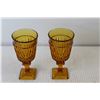 Image 5 : Vintage Glass Sugar Dispenser, Carlberg Mug, (2) Amber Glass Goblets