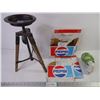 Image 1 : (2) Vintage Pepsi Glass Beverage Cardboard Crates, Tripod Candle Holder and Plug-In Air Scent