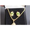 Image 3 : Matching Necklace, Earrings, and Ring Set - Ring Size 6, Green Ring - Size 7