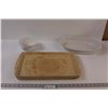 Image 1 : Pampered Chef Stoneware Baking Pan, Corning Ware Spouted Pot w/Broken Handle 