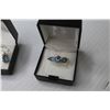 Image 3 : Pear Shaped Glass Blue Topaz Rind & earring Set (size 7 - 14kt Gold Plated)