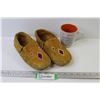 Image 1 : Pair of Beaded Leather Slippers (unknown size) - Laughter Cup