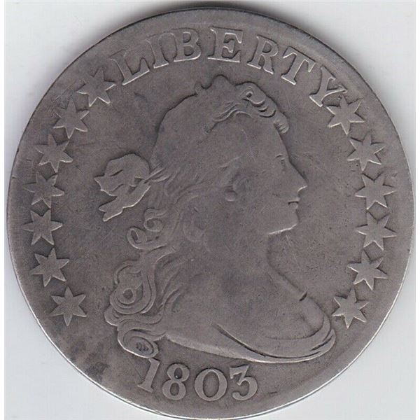 1803 Large 3 Draped Bust Half Dollar in Fine+