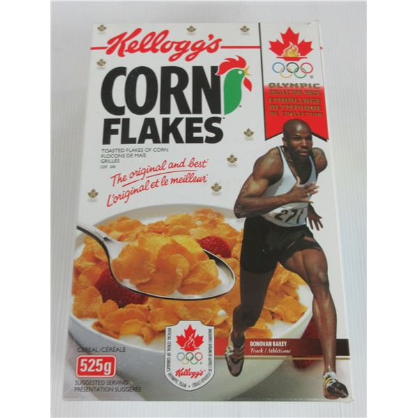 Vintage Kellogg's Corn Flakes Box - Donovan Bailey - empty