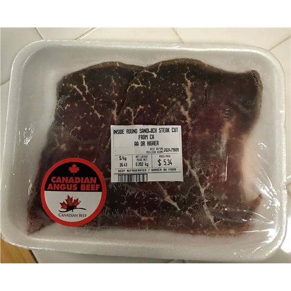 SHELF PULLS (AS IS):  INSIDE ROUND SANDWICH STEAK (APPROX. $4.49)