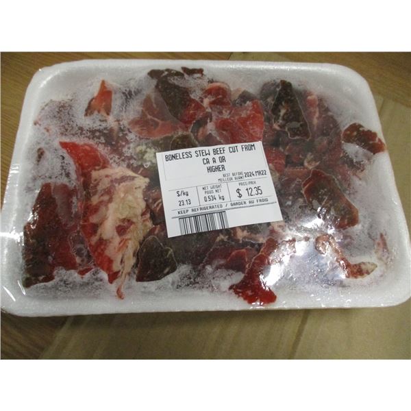 SHELF PULLS (AS IS):  BONELESS BEEF STEW CUBES (APPROX. $12.35)