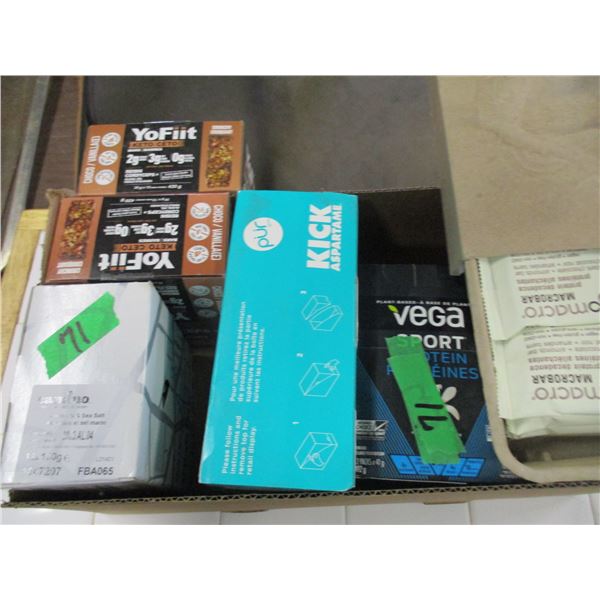 FREIGHT DAMAGE (AS IS):  BOX C/W KICK GUM, YO FRUIT BARS, CAMINO CHOCOLATE BARS, ETC