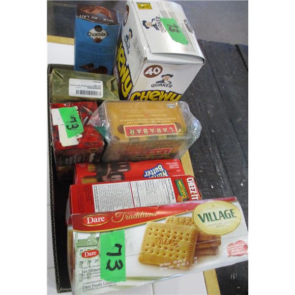 FREIGHT DAMAGE (AS IS):  BOX C/W CHEWY BARS, LARABARS, PROTEIN BARS, NUT BUTTER, ETC