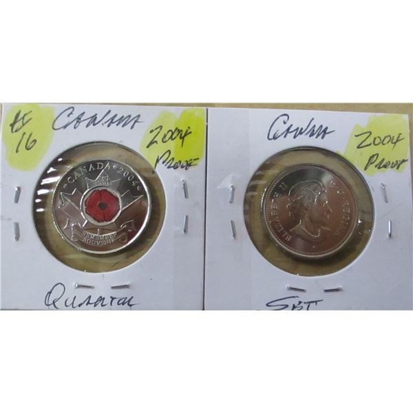 2004 PROOF IN REMEMBRANCE POPPY CANADA QUARTER SET