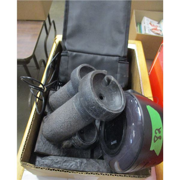 BOX C/W FOUNTAIN, HEATER, MISC