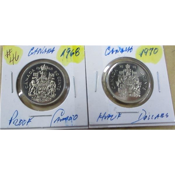 1968 - 1970 PROOF CANADA HALF DOLLARS