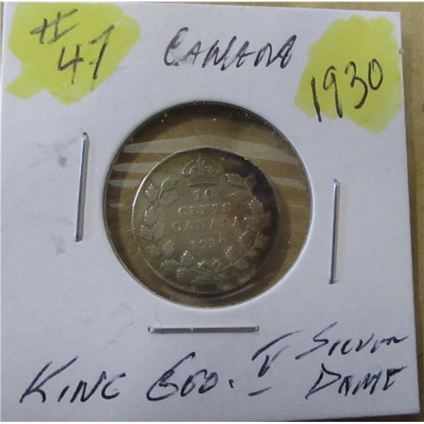 1930 CANADA KING GEORGE V SILVER DIME