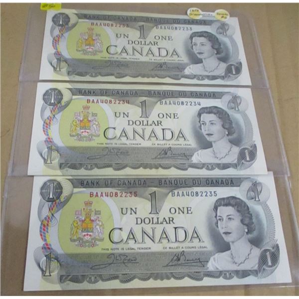 STOCK SHEET 1973 CRISP UNCIRCULATED SEQUENTIAL SERIAL NUMBER $1 BILLS