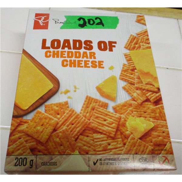 SHELF PULLS (AS IS):  CHEDDAR CHEESE CRACKERS (200G) - BOX