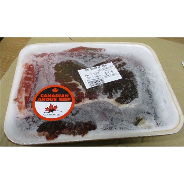 SHELF PULLS (AS IS):  BEEF SIRLOIN TOP STEAK (APPROX. $15.35)