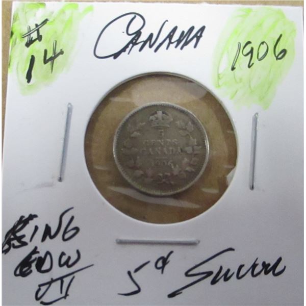 1906 CANADA KING EDWARD VII SILVER FIVE CENT