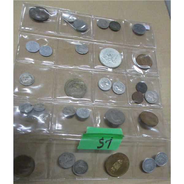 COLLECTIBLE:  SHEET OF OVER 20 WORLD COINS