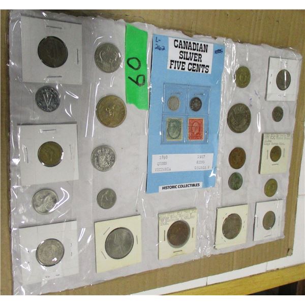 SHEET OF VARIOUS COLLECTIBLE SILVER COINS