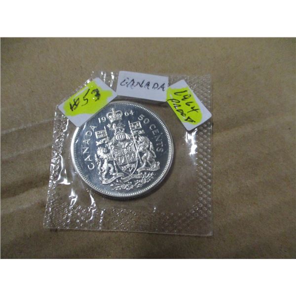 1964 PROOF CAMEO CANADA SILVER HALF DOLLAR (MINT)