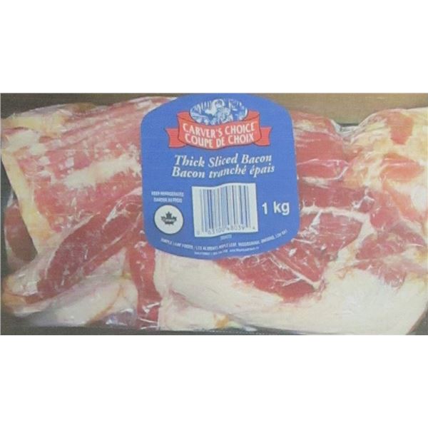 FROZEN:  CARVERS CHOICE THICK SLICE BACON (1 KG)