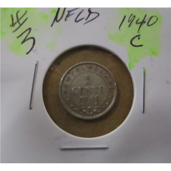 1940C NEWFOULDNAD SILVER 5 CENT COIN