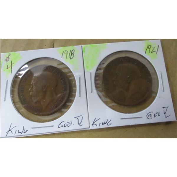 1918 - 1921 KING GEORGE V LARGE PENNIES