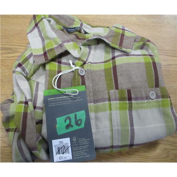 NEW:  MEN'S GREEN PLAID SHIRT (SIZE LARGE)