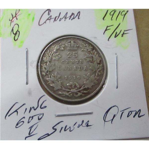1919 F/VF KING GEORGE V SILVER QUARTER