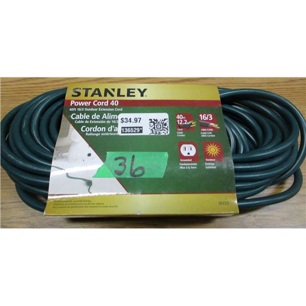 NEW:  STANELY 40' HEAVY DUTY POWER CORD