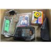 Image 1 : BOX C/W SPORTS CARDS, 18 VOLT RIGID BATTERY, ETC