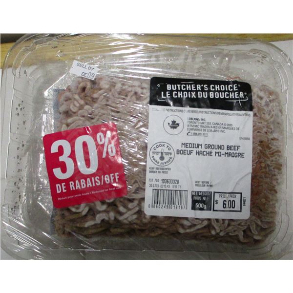 SHELF PULLS (AS IS):  MEDIUM GROUND BEEF (APPROX. $6.00)