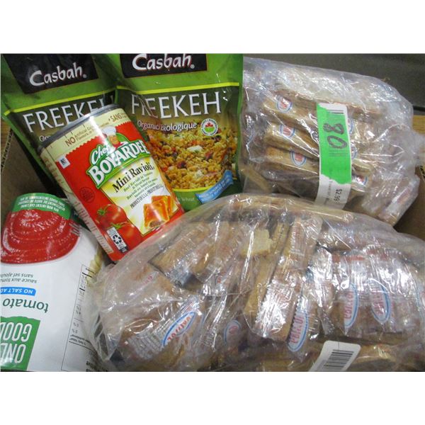 FREIGHT DAMAGE (AS IS):  BOX C/W ASSORTED GROCERIES (TOMATO SAUCE, PASTA & SAUCE, ETC)