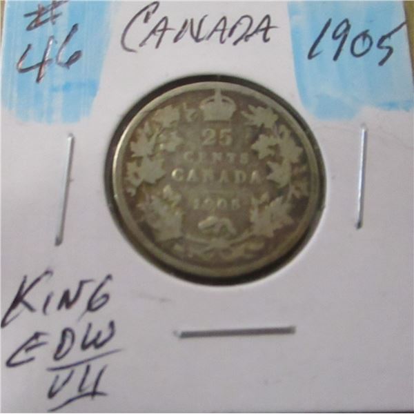 1905 CANADA KING EDWARD VII KEY DATE QUARTER