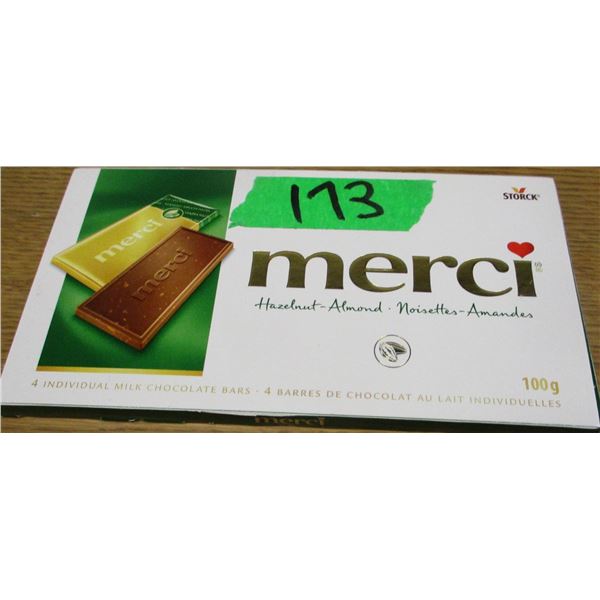 SHELF PULLS (AS IS):  MERCI HAZELNUT ALMOND BAR (100G)