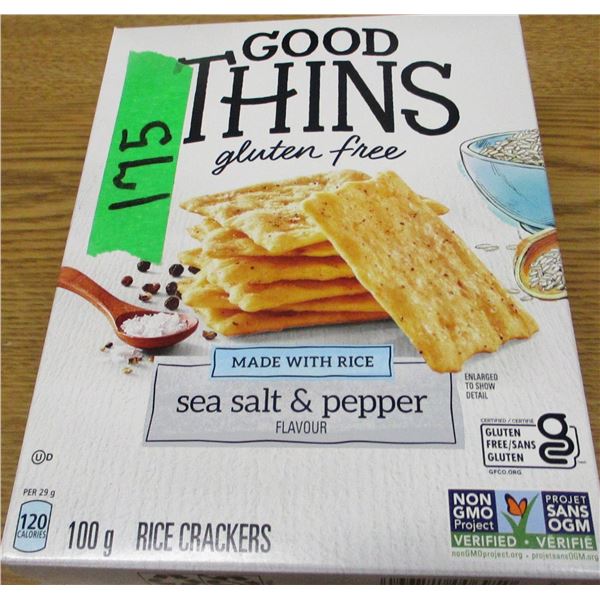 SHELF PULLS (AS IS):  GOOD THINS SEA SALT & PEPPER RICE CRACKERS